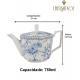 Bule 750ml De Chá Hortênsia Em New Bone China Azul